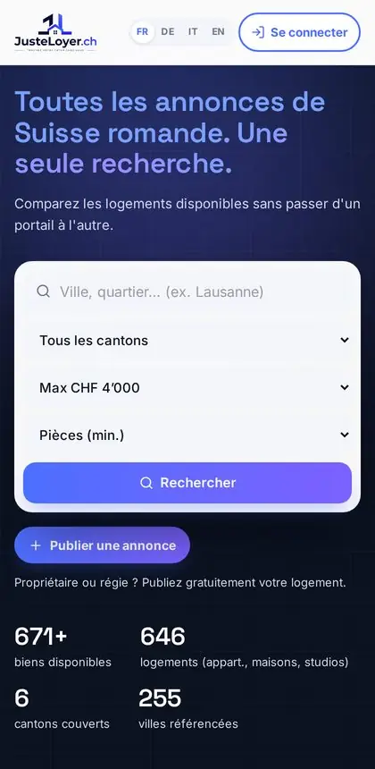 JusteLoyer.ch sur mobile